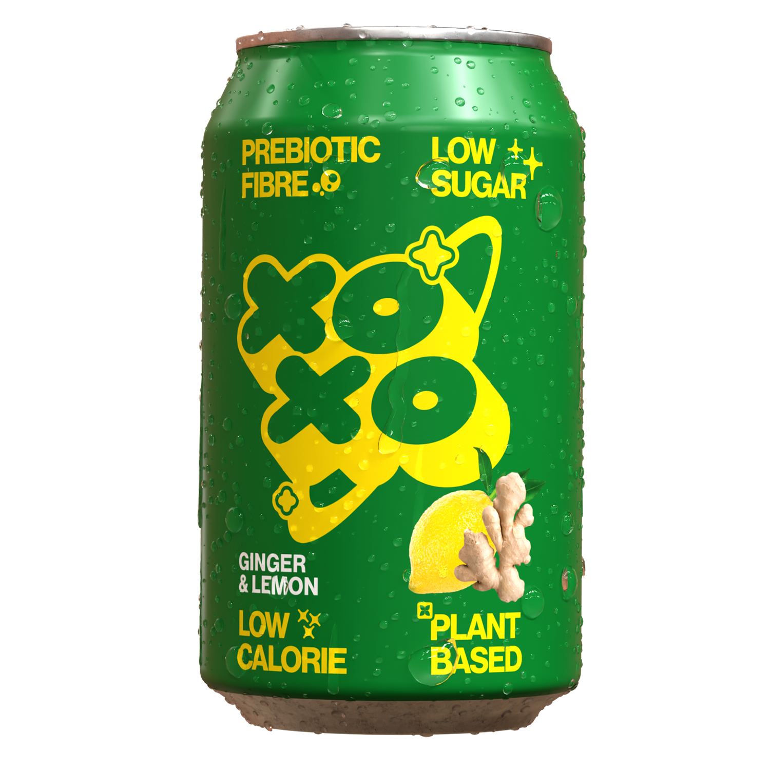 XOXO Ginger & Lemon Prebiotic Soda - Low Sugar Alcohol Free Soft Drink