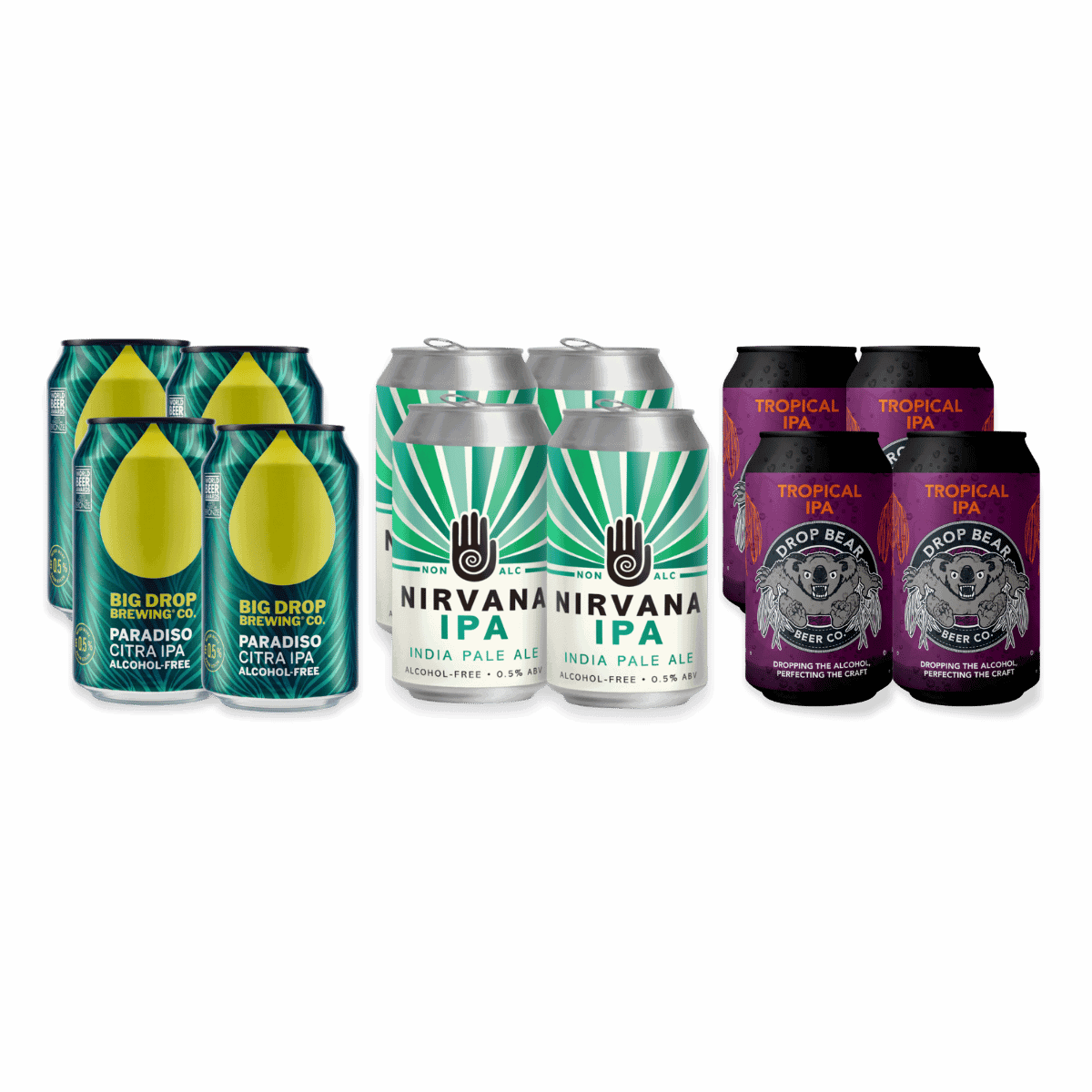 Alcohol Free IPA Beer 12 Pack | Big Drop Nirvana Drop Bear Craft IPA Selection