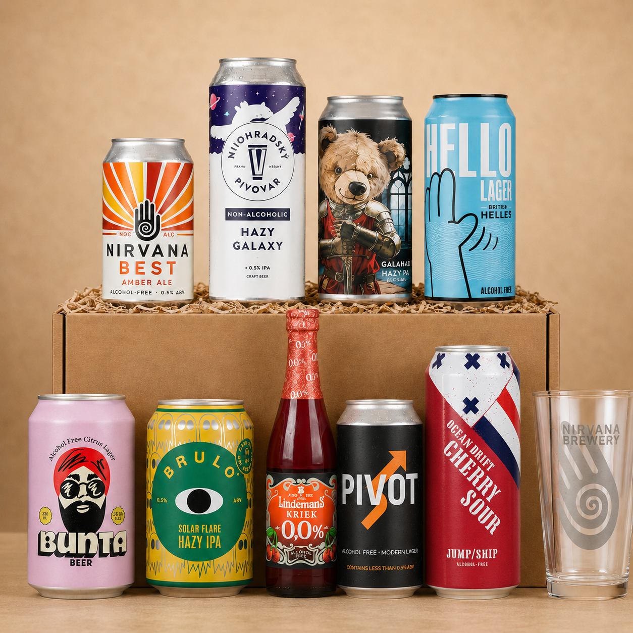 Hoppy Fathers Day - Nirvana Alcohol Free Beer Gift Box With Glass - Fathers Day Box