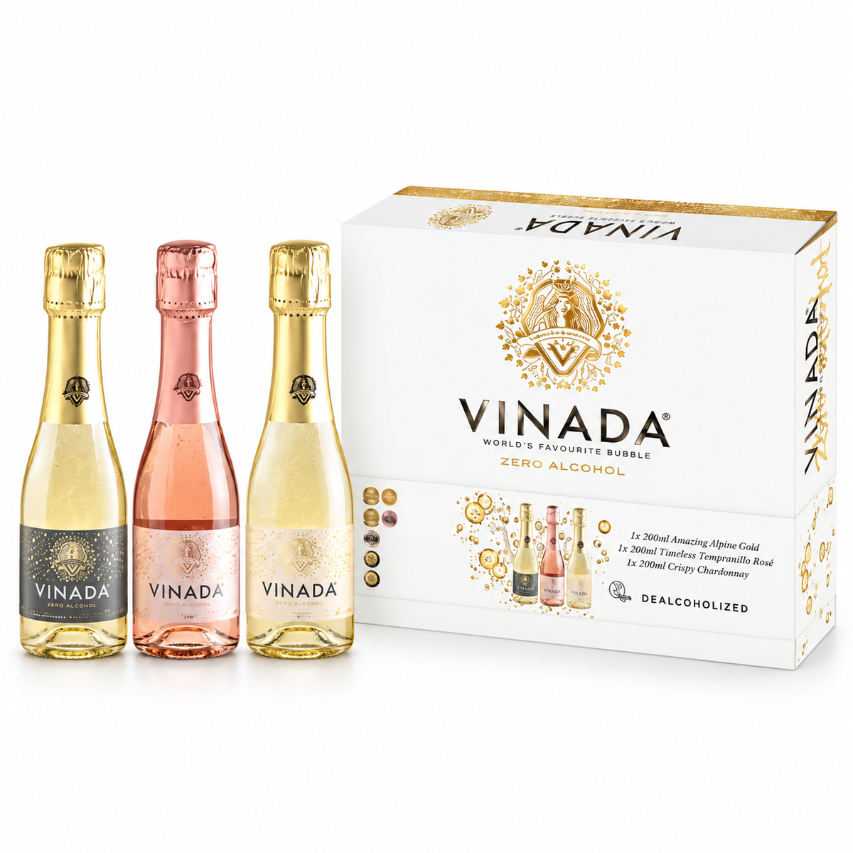 VINADA Alcohol Free Sparkling Wine Gift Box 3 × 200ml