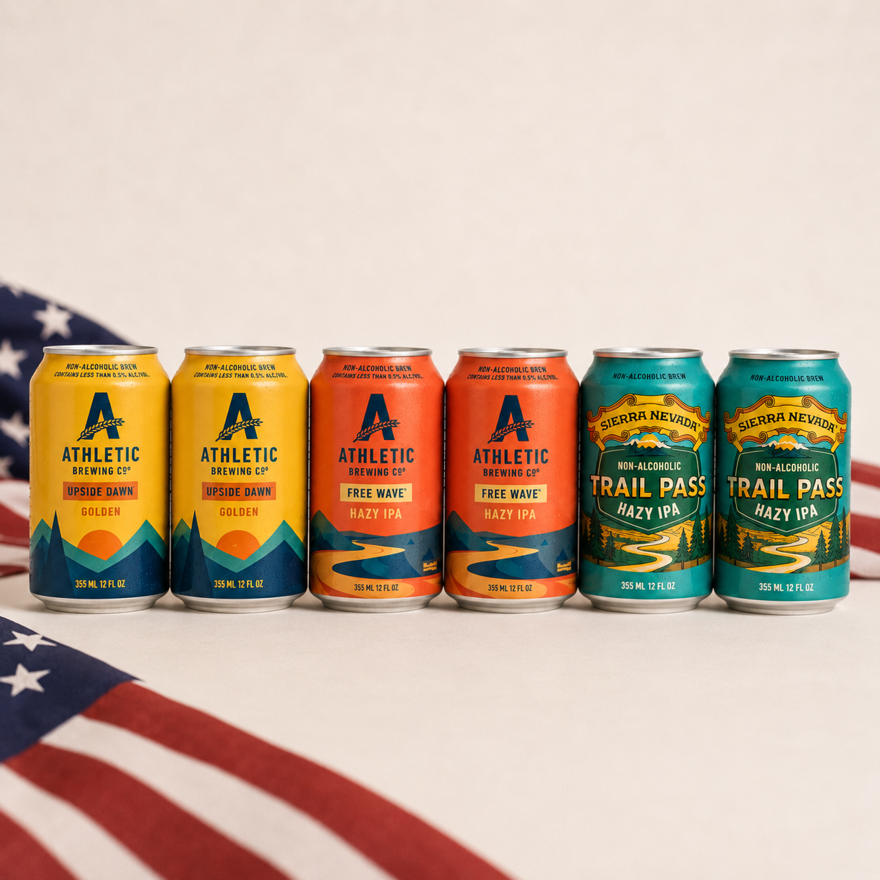 USA Craft Discovery Pack with Athletic Upside Dawn, Athletic Free Wave Hazy IPA and Sierra Nevada Trail Pass Hazy IPA