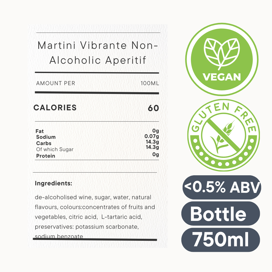 Martini VIBRANTE NonAlcoholic Aperitif 75cl The Alcohol Free Co