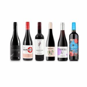 Mixed non alcoholic red wine bundle featuring Cognato, The Cautious One Shiraz, Domaine de la Prade, Natureo, Libera Primitivo, and Ariel Cabernet Sauvignon.