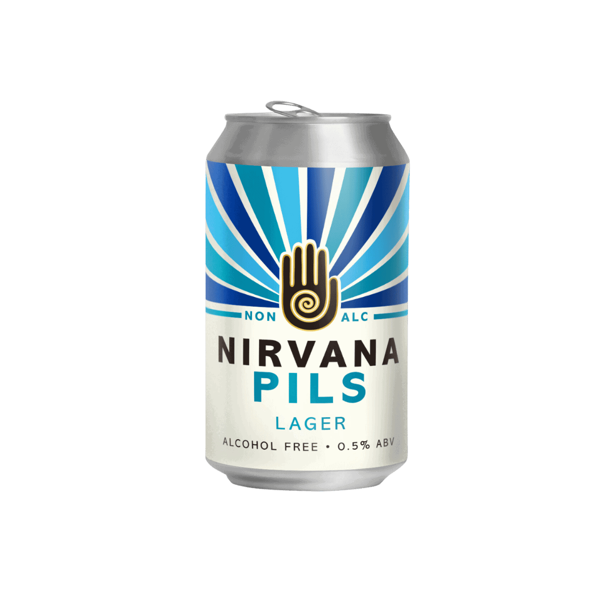 Nirvana Pils alcohol-free lager 0.5% ABV craft beer can