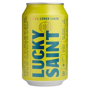 Lucky Saint Superior Lemon Lager can – alcohol-free citrus lager with natural lemon juice, 0.5% ABV