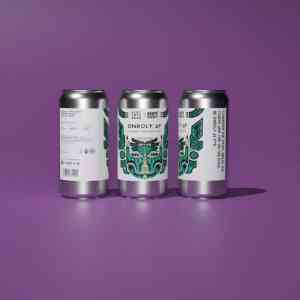 Three cans of Below Brew Co and Electric Bear Unruly AF alcohol free pale ale 0.5% with bold illustrated label on purple background